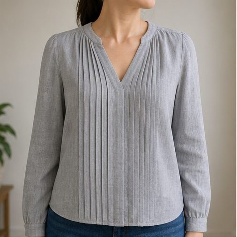 Gray V Neck Top - Picture 2 of 6